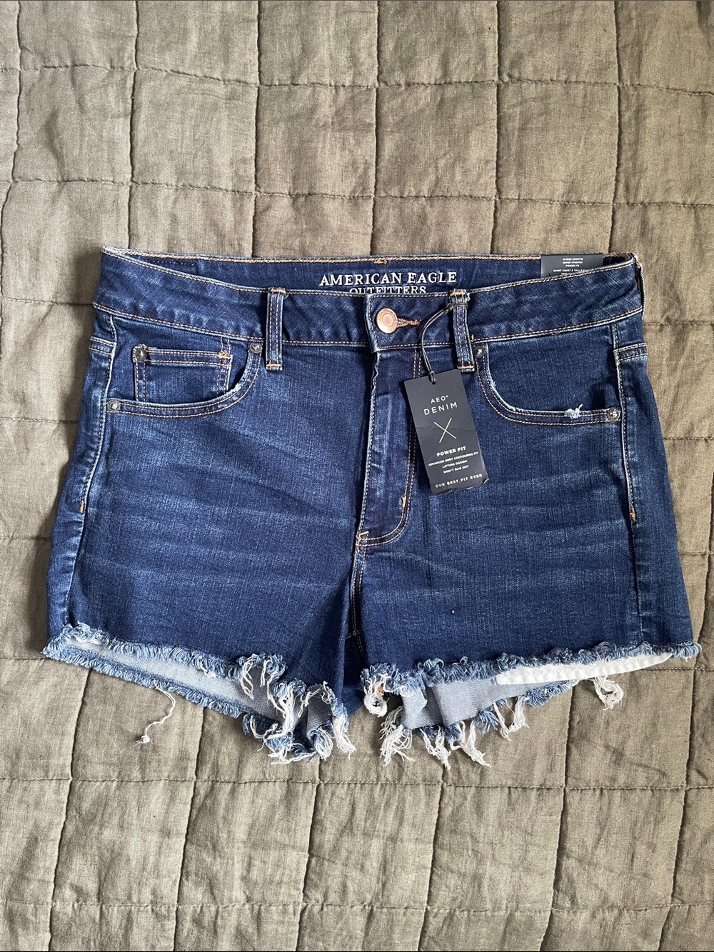 American Eagle Outfitters Indigo Frayed Hem Denim Shorts